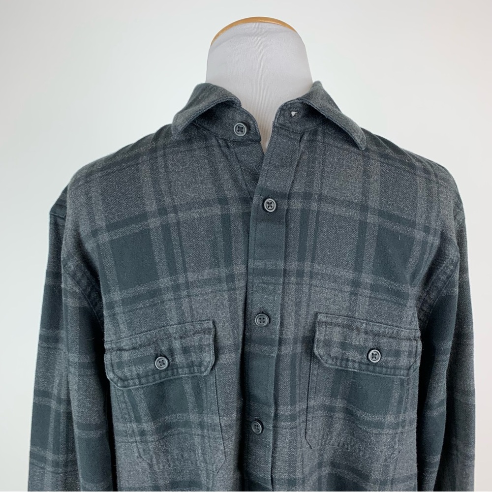 John W Nordstrom Black Plaid Elbow Patch Button Down Shirt Medium - Picture 2 of 9